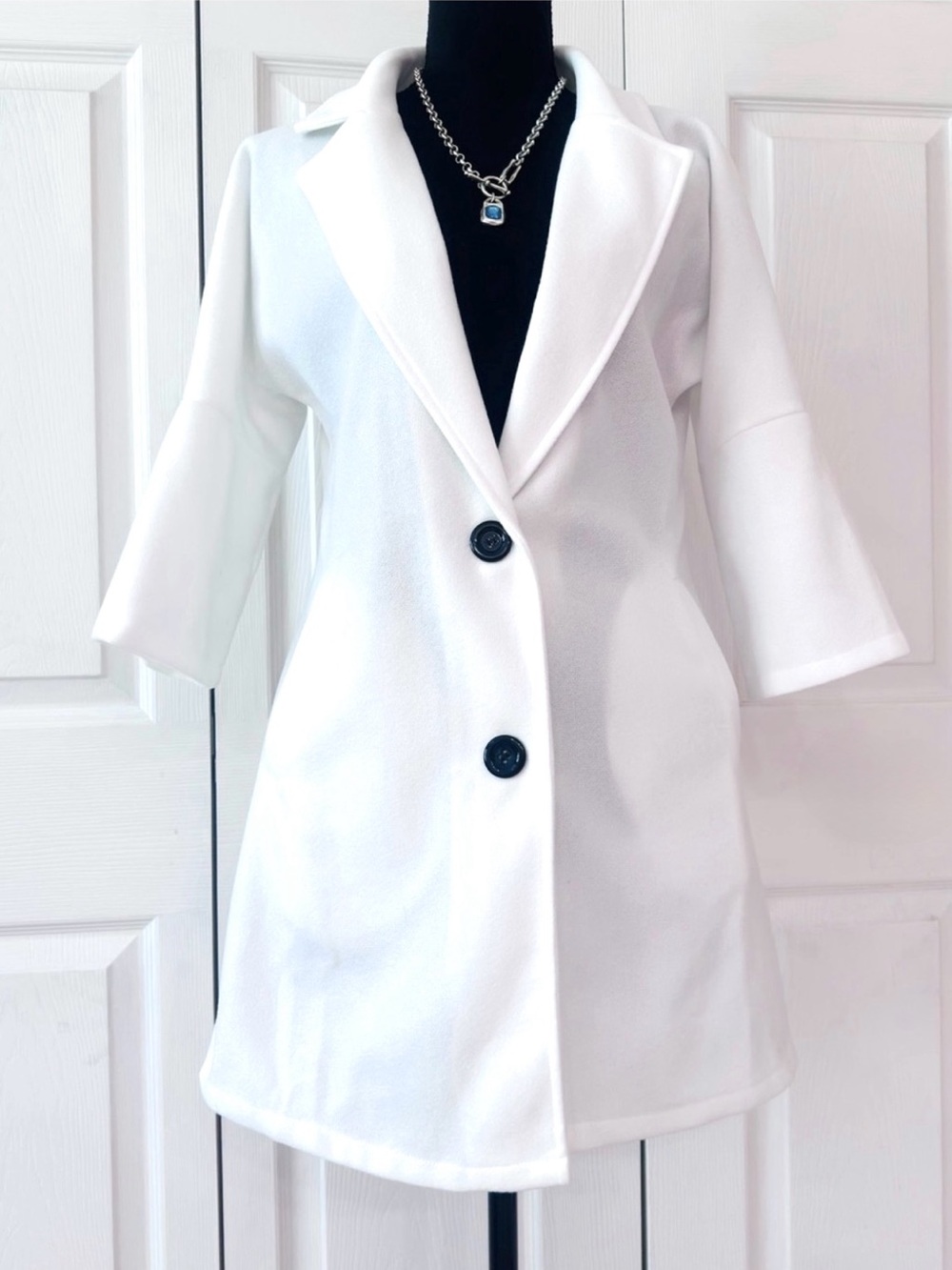 SHEIN ~ Women’s off-white 3/4 sleeve lightweight collared coat size S